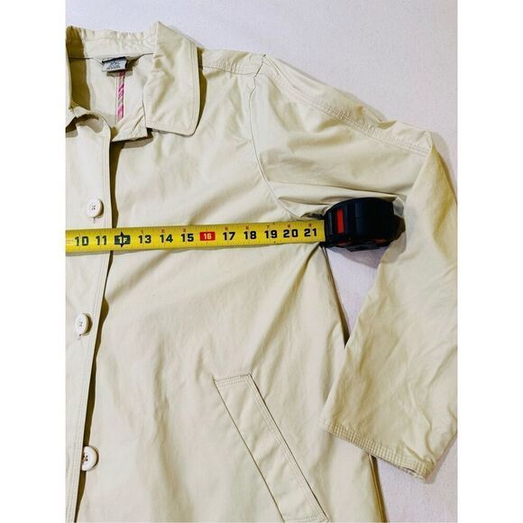 Vtg LL Bean Rain Jacket Tan Khaki Lightweight Barn Coat Button Front Pockets - Picture 6 of 9